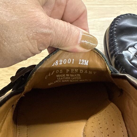 Bass Loafers Mens 12M Black Leather Buckle Strap, Kiltie Casual Slip On Shoes - Picture 5 of 5